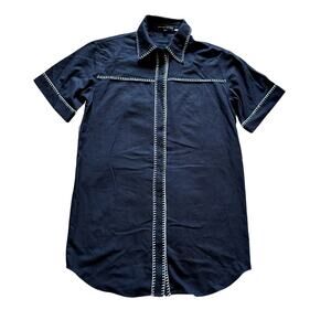 ENGLISH FACTORY Cotton Linen Button Down Shirt Dress Size S Lagom Luxe Preppy